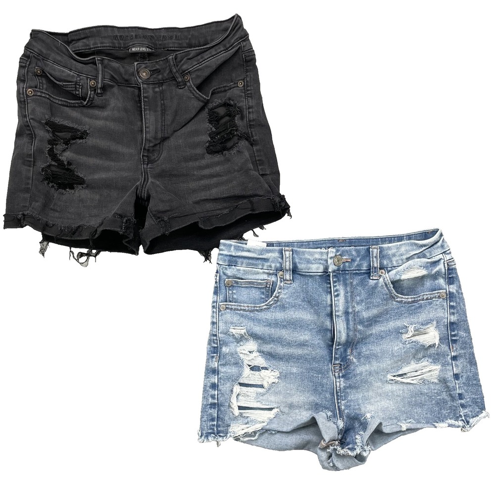 American Eagle Jean Shorts Womens 6 Distressed Daisy Dukes Y2K Denim 90s Classic